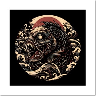 Japanese brown horror fish Posters and Art